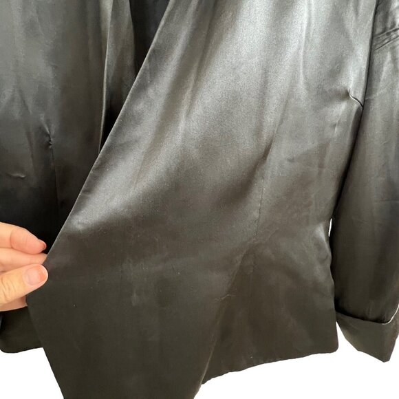 Vtg ICE Womens Gray Silk Satin Jacket Open Front Lined Sz Medium - Picture 5 of 12